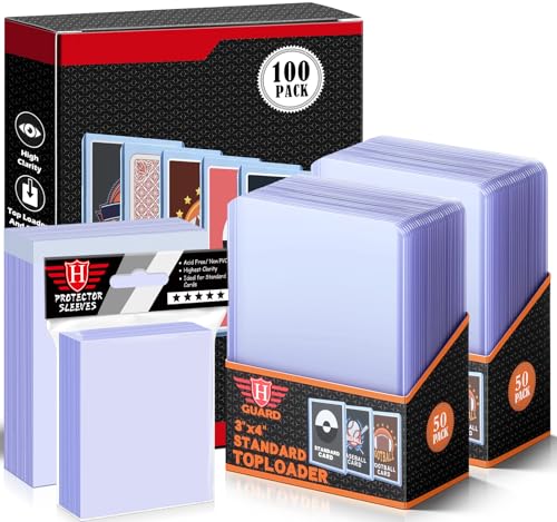 100 Top Loaders with 100 Penny Sleeves, 3 x 4 Clear 35PT Card Protectors | 100 Top Loaders, 100 Penny Sleeves, Crystal Clear, Fits Standard Cards, Complete Protection - size: 100 Toploaders + 200 Soft Card Sleeves