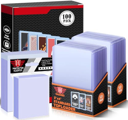 100 Top Loaders with 100 Penny Sleeves, 3 x 4 Clear 35PT Card Protectors | 100 Top Loaders, 100 Penny Sleeves, Crystal Clear, Fits Standard Cards, Complete Protection - size: 100 Toploaders + 200 Soft Card Sleeves