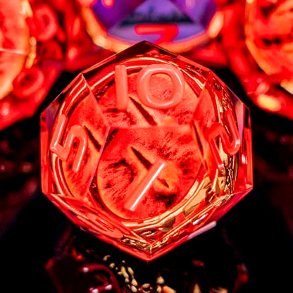 Magic Golden Ring DND Dice Set Sharp Edge Red Gaze Eye Resin Dice with Box, for use with RPG D&D Tabletop Games Lord D and D Polyhedral Dice Set - color: Ring -Eye-red-2
