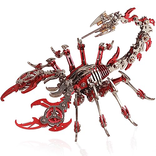 3D Metal Puzzles for Adults, Scorpion 3D Metal Model Kits to Build DIY Colorful 3D Puzzle Ornaments for Adults,Teens Birthday Christmas - color: Red