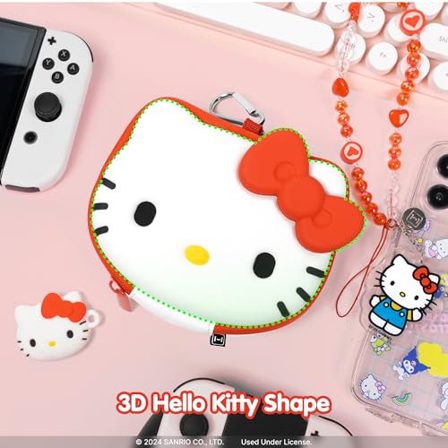 Hamee Hello Kitty Cartridge Case Portable Carrying Zip Case Storage Holder | Compatible with Nintendo Switch Games, Portable Carrying Case, 12-36 Game Card Holder, Zip Storage Case, Carabiner Included