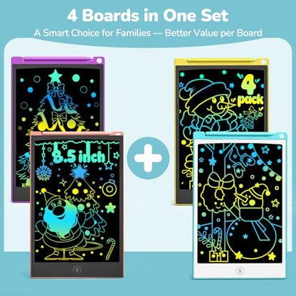 TECJOE 4 Pack LCD Writing Tablet, 8.5 Inch Colorful Drawing Board, Kids Travel Games Activity Learning Toys, Birthday Gifts for 3-8 Year Old Boys Girls Toddlers Preschooler - color: Blue & Purple & Green & Dark Blue