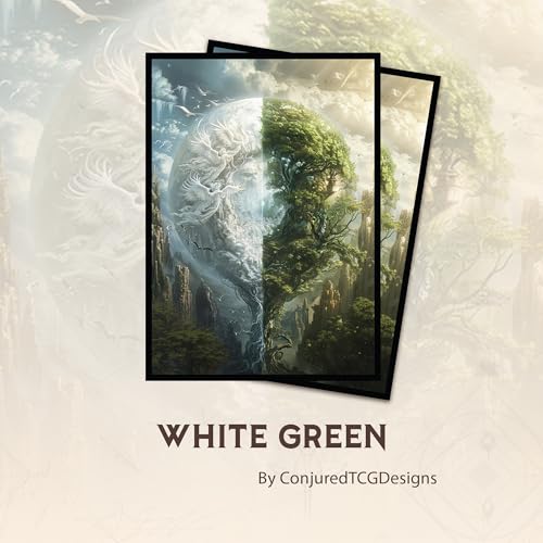 White Green - MTG Card Sleeves, 104ct, Standard Size, Smooth | Perfect for Double Sleeving, Smudge Resistant Matte Back, Standard 66x92mm - Compatible with Magic The Gathering & TCG Cards - color: White Green