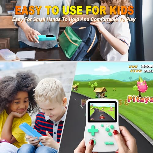 32 Bit Handheld Games for Kids Preloaded 139 Retro Video Games, White | Portable Video Gaming Player with 3.0" IPS Screen Rechargeable Battery,Mini Travel Games Electronic Gifts Toys for Boys Girls - color: White