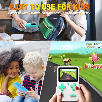 32 Bit Handheld Games for Kids Preloaded 139 Retro Video Games, White | Portable Video Gaming Player with 3.0" IPS Screen Rechargeable Battery,Mini Travel Games Electronic Gifts Toys for Boys Girls - color: White