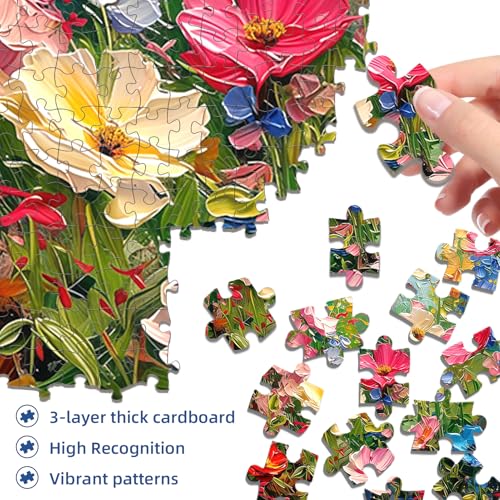 Wildflower Meadow Puzzles for Adults 1000 Pieces,Impossible Hard Difficult Challenging Jigsaw Puzzles for Adults 1000 Pieces,Puzzle with Letters on Back,Recycled Paper Jigsaw Puzzle(27.6"x19.7") - color: Wildflower Meadow