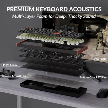 Keychron K10 HE Hall Effect Keyboard, Ultra-Fast Lime Banana Magnetic Switch, Full-Size Tri-Mode Wireless Keyboard with Rapid Trigger, Adjustable Actuation, RGB, Aluminum + Wood Frame - Black - color: Lime Banana Switch - Black