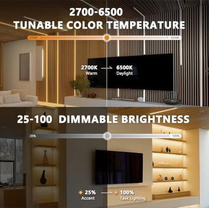 VST 16.4ft Silicone Recessed LED Strip for Wood Slat Wall Panels, 24V | 2700K-6500K Tunable White, CRI 90+ Dot-Free, RF Remote & Touch Control, Cut-to-Fit, Quick Connectors, Dual Mount - color: Touch Control