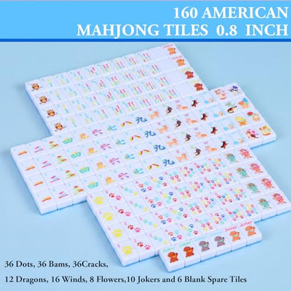 Soulchen Mini American Mahjong Tile Set Include 160 0.8 Inch Mahjong Tiles 2 Dice 4 Wooden Rulers 1 Accessory Bag 4 Beginner Rule Cards(Animal) - style: Animal