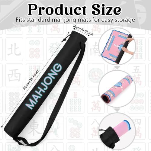 35 Inch Long Mahjong Mat Bag Waterproof Mahjong Mat Storage Carrying Bag Double Strapped Polyester Drawstring Lightweight Holder for Board Games Storage-mat Not Included(Black) - color: Black
