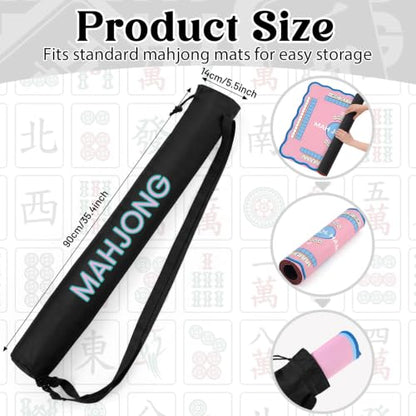 35 Inch Long Mahjong Mat Bag Waterproof Mahjong Mat Storage Carrying Bag Double Strapped Polyester Drawstring Lightweight Holder for Board Games Storage-mat Not Included(Black) - color: Black