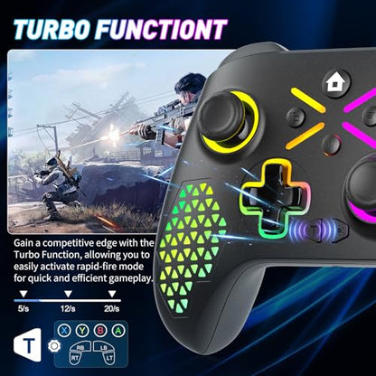 Gamrombo Wireless Gaming Controller Compatible with Xbox One S/X, Xbox Series X/S Windows 10/11 PC Gaming Controller with Adjust RGB Light/Audio Jack/Turbo/Macro/Dual Shock - color: RGB
