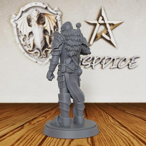 AUSPDICE Medieval Knight 28mm Unpainted Fantasy Miniature with Sword AS238 | Armored Knight Figure with Greatsword and Closed Helmet for Dungeons and Dragons,TTRPGs Fantasy Campaigns and Dungeon Masters
