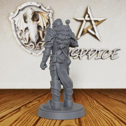 AUSPDICE Medieval Knight 28mm Unpainted Fantasy Miniature with Sword AS238 | Armored Knight Figure with Greatsword and Closed Helmet for Dungeons and Dragons,TTRPGs Fantasy Campaigns and Dungeon Masters