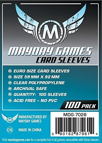Mayday Games 7028 Clear Sleeves 59x92mm Euro Game Size (4x100, 400 sleeves)