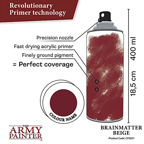 The Army Painter, Colour Primer Brainmatter Beige, 400 ml spray acrilico | Primer beige per dipingere miniature Warhammer e Dungeons and Dragons - color: Brainmatter Beige
