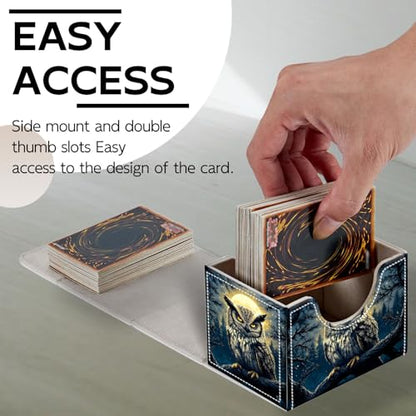 Trading Card Storage Box, Holds 100+ for MTG Cards, Premium PU Leather with Magnetic Closure, Owl Under Moonlit Sky Durable Deck Box for Magic the Gathering, Trading Card Games - color: Owl Under Moonlit Sky