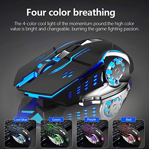 AULA SC100 Silent White Wireless Mouse Rechargeable, RGB LED Backlit, DPI Adjustable, 2.4G Wireless Optical Computer Gaming Mice with USB Receiver, Punk Cool Mouse for Office/Games - color: 2.4G (White)