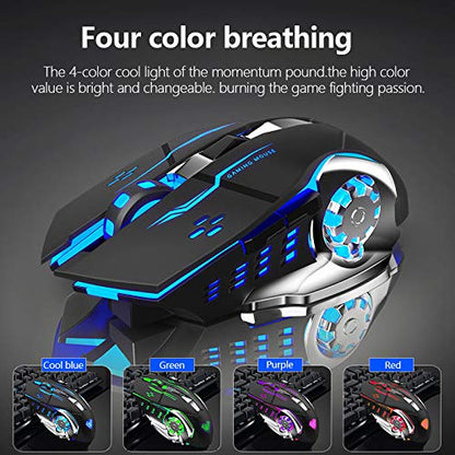 AULA SC100 Silent White Wireless Mouse Rechargeable, RGB LED Backlit, DPI Adjustable, 2.4G Wireless Optical Computer Gaming Mice with USB Receiver, Punk Cool Mouse for Office/Games - color: 2.4G (White)