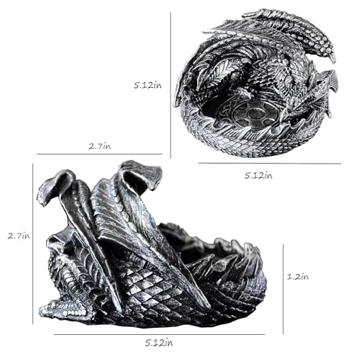 Elegant Dragon Dice Holder Tower - Perfect Dragon Gifts for Men, DND DICE Jail,DND Gifts for Men, 5.12 inches - color: Antique Sliver