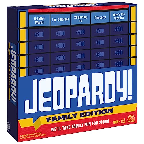 Jeopardy Family Edition Board Game Trivia Games Board Games for Family Night Fun Games for Game Night, for Adults and Kids Ages 10 and up