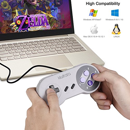 KIWITATA 2X Classic SNES USB Controller for PC Gamings, Retro SNES Wired USB Game Emulator Controller for Windows XP 7 8 11 Mac Raspberry Pi