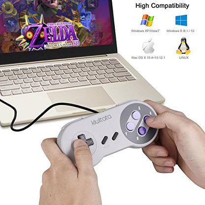 KIWITATA 2X Classic SNES USB Controller for PC Gamings, Retro SNES Wired USB Game Emulator Controller for Windows XP 7 8 11 Mac Raspberry Pi
