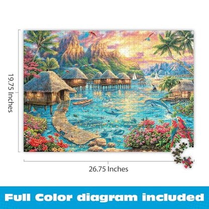 Buffalo Games Chuck Pinson Tropical Oasis 1000 Piece Jigsaw Puzzle - 26.75 x 19.75 in, Ages 14+, Classic - Recycled Board & Poster - Beach Scene - 1000 Piece Puzzle for Adults