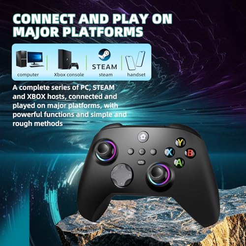 TECTINTER Wireless Controller for Xbox One Controller,2.4GHz Xbox O ne Controller Wireless with 8 Color RGB Light/Programmable/800mAh Battery,Compatible with Xbox One S/X,Xbox On e Series X/S - color: Dark Black