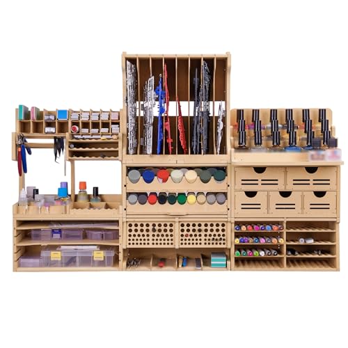 Wooden Model Kit Tool Organizer Storage Rack, Paint Rack Organizer with MDF Material, Brush/Screwdriver Storage, Craft Supplies Storage, Suitable for Tamiya Gundam Model Tools, GK10