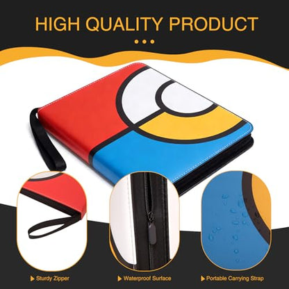 Collectible Trading Card Albums, 9 Pocket Trading Card Holder Fits 990 Cards With 55 Removable Sleeves Card Storage Organizer Case Compatible with Trading Card and Other Sports Cards - color: 990-RED&BLUE