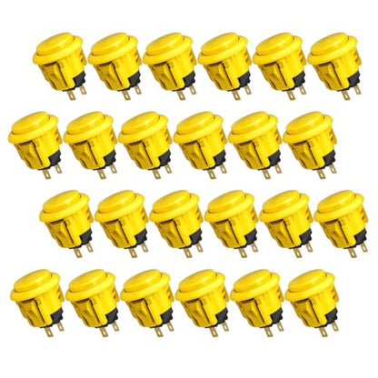QANBA D-lite Arcade Button Original Buttons Snap-In Joystick Arcade Buttons for DIY arcade machines 24mm Push button switch(Boxed） (24mm Yellow（EL11) 24 Pcs) - size: 24mm Yellow（EL11) 24 Pcs