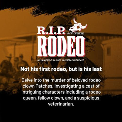 Hunt A Killer: R.I.P at The Rodeo, Solve The Murder of a Rodeo Clown, Mystery Box Game for True Crime Fans, Murder Mystery Game for Adults, Play Detective at Home, Designed for 1+ Players Ages 14+ - style: R.I.P at The Rodeo