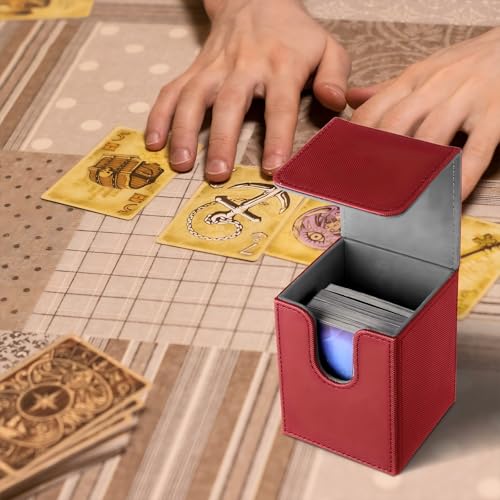 Yookeer 4 Pieces Leather Deck Card Boxes Cards Deck Game Box for Collectible Playing Card Box Compatible with MTG Commander(Black, White, Red, Green,Vertical) - color: Black, White, Red, Green, style: Vertical