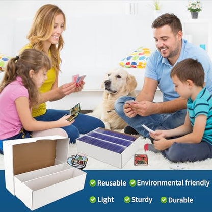 4 Pack Trading Card Storage Box, 2340 Count Card Storage Box White Sports Cards Storage Box Card Organizer Box Trading Card Box for Storing Protecting and Organizing Soccer Basketball Game Cards - style: 4 Set-1