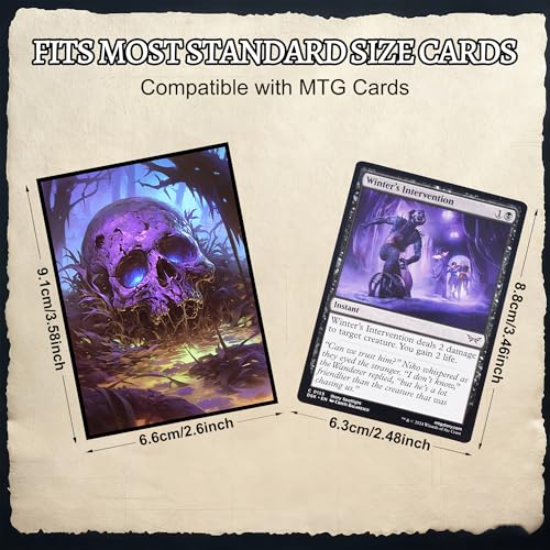Kabinka MTG Card Sleeves - 100 Standard Size Pack Clear Front & Matte Finish Back with Skull, Premium Sleeves for Magic The Gathering TCG - color: Skull
