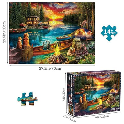 Puzzles for Adults 1000 Pieces, Jigsaw Puzzle for Adults, Fun Challenging Puzzle, Wilderness Lakeside Puzzles Game, Interlock Perfectly No Dust, Gifts for Friends Parents Father's Day - color: Wilderness
