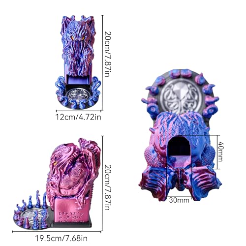 3D BEST-Q Cthulhu DND D&D Dice Tower，3D Printed Compatible with Dungeons and Dragons, 28mm Miniature Wargaming, Tabletop RPGs, Wargame Scenery, Endless Deep Sea Series (Purple&Blue) - color: Purple&blue