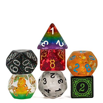 7pcs Random Color DND Dice Set, 7-die Polyhedral D&D Dice for DND RPG Table Games Role Playing Games - color: 7pcs Dice Set Random Color