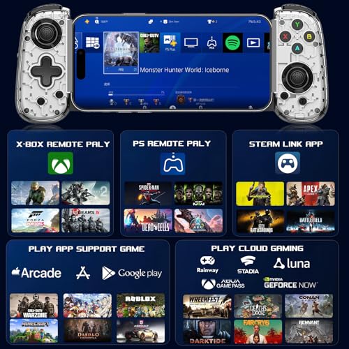 Mobile Gaming Controller for Android & ALL iPhone Series (Support USB-C & Wireless Connect) PS Remote Player Gamepad for PS5/PS4/Xbox/PC with Hall Joysticks/Turbo/Cloud Game Controller, Plug & Play - color: White