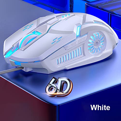 Gaming Mouse Wired, USB Computer Mice for Game & Daily, Chroma RGB Backlit, 4 Adjustable DPI Up to 3200 DPI, Comfortable Grip Ergonomic Mice for PC, Laptop, Mac, Windows (White) - color: White