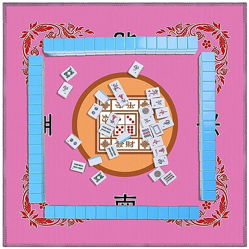 Mahjong Mat, Mahjong Table Mat for Tile Game, 31.5 in x 31.5 in Anti Slip and Noise Reduction Table Cover for Poker Card Board and Dominoes(Pink) - color: C-pink