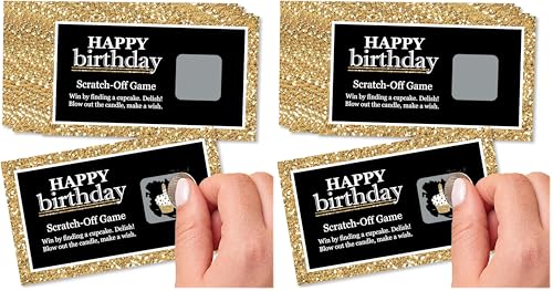 Big Dot of Happiness Adult Happy Birthday - Gold - Birthday Party Game Scratch Off Cards - 22 Count (Pack of 2) - size: Led Anti-Stress 867 (Pack of 2)