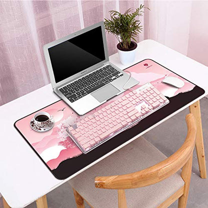 LANGTU Computer Keyboard, Backlit LED Pink for Office, All-Metal Panel USB Wired Membrane, 25 Keys Anti-ghosting, 104 Keys Laptop Compatible