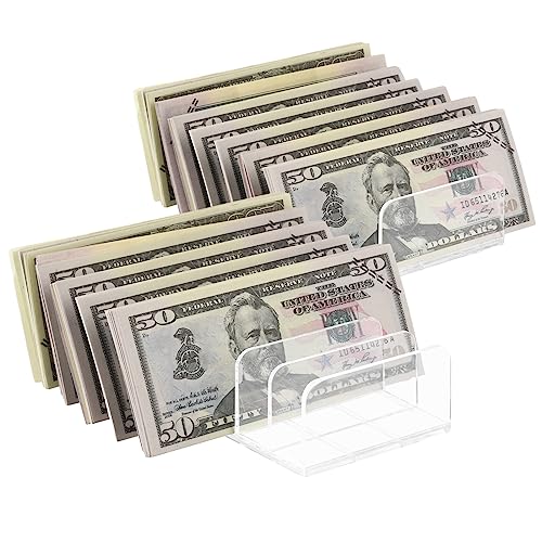 2 Pack Acrylic Cash Trays Money Budget Tray 7 Section Divider Acrylic Money Organizer Clear Cash Organizer Cash Holder Money Storage Organizer