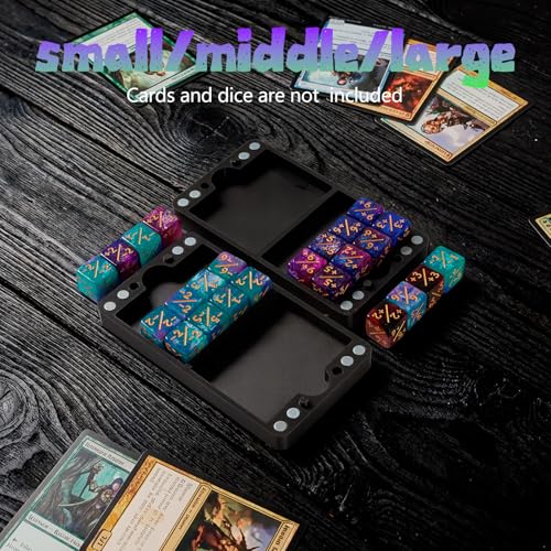 Flat Dice Box MTG Counter Storage for 16mm Dice – Fits 24 Standard Dice – Magnetic Storage Case for RPG, MTG, DND, Tabletop Games (Black, Small) - size: Small