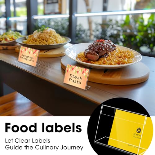30 PCS Small Acrylic Sign Holder 3.5" x 2", Mini Acrylic Food Sign Labels for Party Buffet, Retail Price Display Holder, Clear Plastic Table Counter Top Stand for Place Cards, Name Card, Wedding Signs - size: 30PCS 3.5" X 2"(9X5)