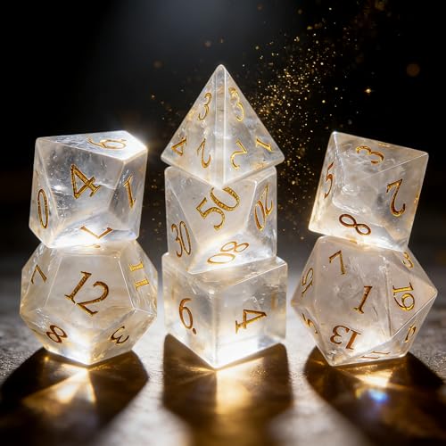 LUCKY-M Gemstone Dice DND Dice Dungeons and Dragons Dice Set RPG Dice Sets D&D Accessories Gift (C-White) - color: C-white