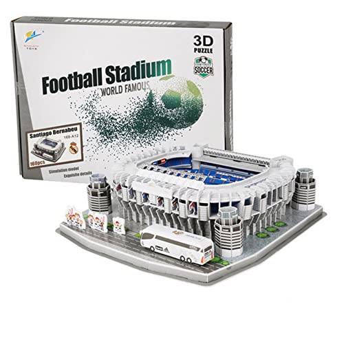 Classic Football Stadium Puzzle,3D Puzzle Soccer Club Venues,3D Paper Model Building Puzzle Kit, Soccer Stadium Souvenir Gift,Handmade Puzzle Ornaments，Cardboard Model (Santiago Bernabeu) - color: Santiago Bernabeu