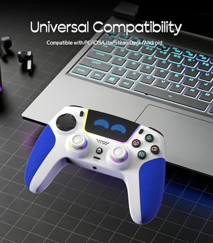 RGB Wireless Controller for PS5,with Hall-Effect Joysticks/Dual Vibration/ Turbo & Macro ,Programmable,3.5Mm Audio Jack, 6-Axis Motion Control Gamepad with Speaker, PS5 Pro/iOS/Android/PC/MAC/Steam Deck - color: Blue